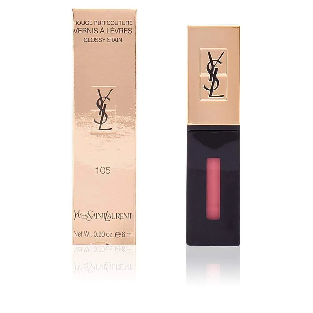 Yves Saint Laurent lipstick Rouge Pur Couture Vernis a Levres Glossy Stain, Rouge Gouache, 0.2 Ounce,C-YS-580-48