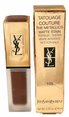 Yves Saint Laurent TATOUAGE COUTURE The Metallics Matte Stain Lipstick # 105 MAGNETIC PRUNE TEMPER YSL Lipstick Women 0.20 oz / 6 ML - TESTER SAMPLE LARGE - 2788
