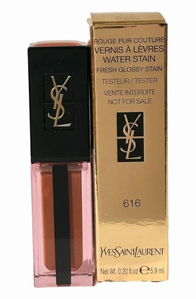 Yves Saint Laurent VERNIS A LEVRES WATER STAIN Fresh Glossy Stain Lipstick # 616 BATHED IN BEIGE ROUGE PUR COUTURE YSL Lipstick Women 0.20 oz / 5.9 ML - TESTER SAMPLE LARGE - 6935